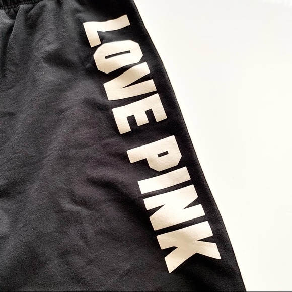 🌸Pink VS🌸 Black White Track Pants Jogger Sz Medium Drawstring - Picture 3 of 8